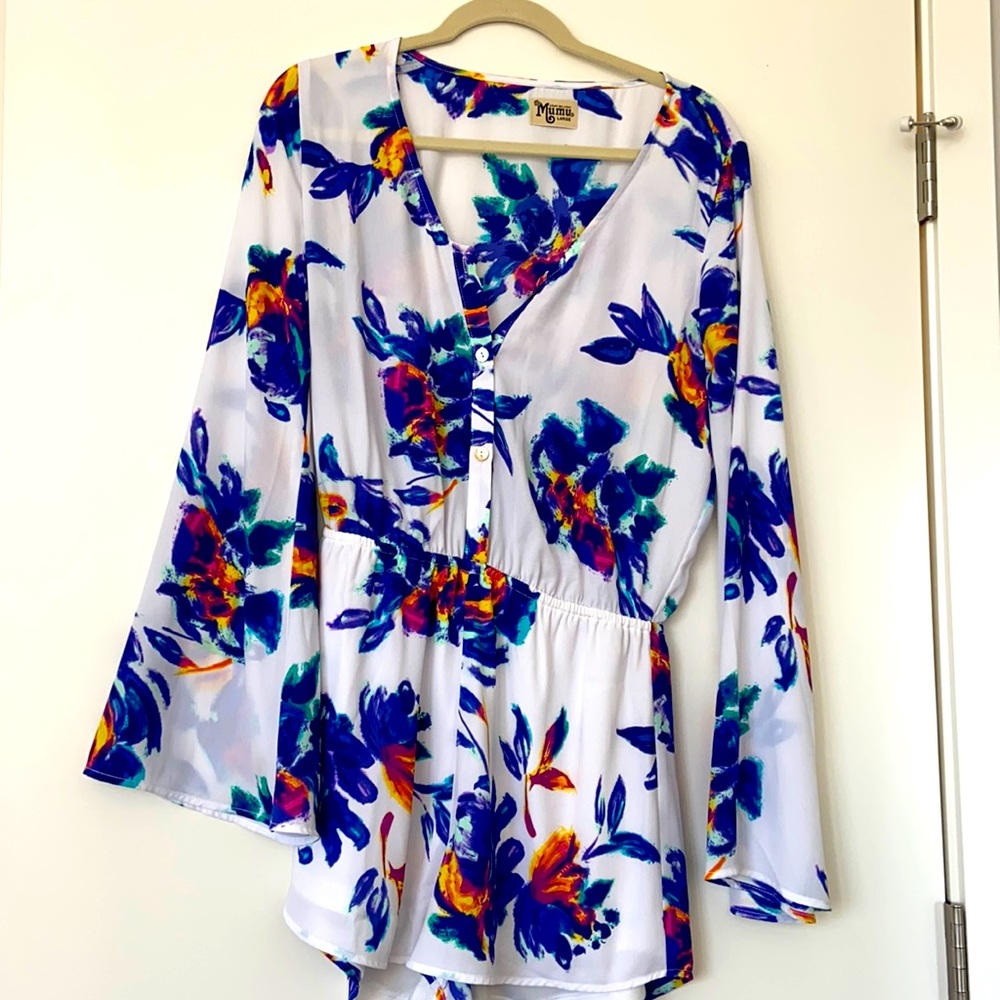 Long sleeved floral Mumu romper. Never worn!
